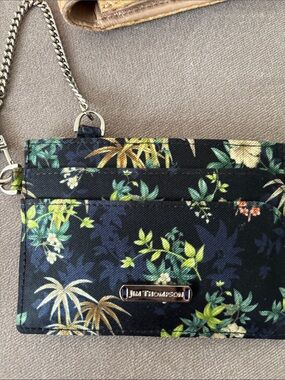 Jim Thompson Black Tropical Floral Card Holder with Chain